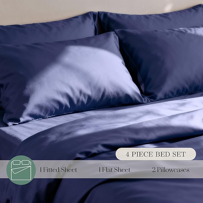 CASILVA Eucalyptus Sheets - Infused with Silver for Anti-Odor, Softer Than Silk Fibers, More Cooling Than Cotton - Perfect for Hot Sleepers & Sensitive Skin - 100% Tencel Lyocell - King Sheet Set