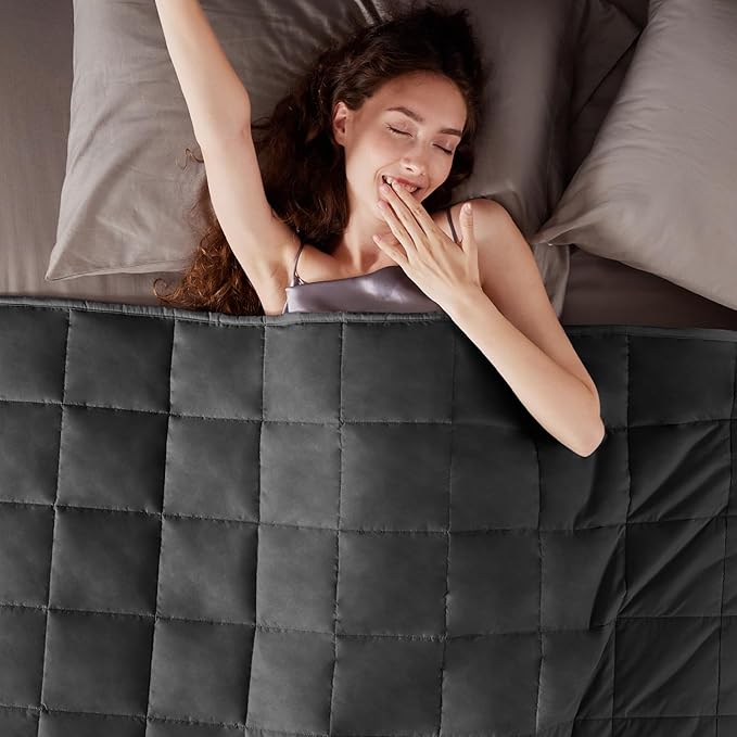 Weighted Blanket Twin Size (48"x72" 15lbs),Ultra Soft and Cozy Cooling Weighted Blanket Twin Size for Adult,Heavy Blanket with Machine Washable Soft Blanket, Black