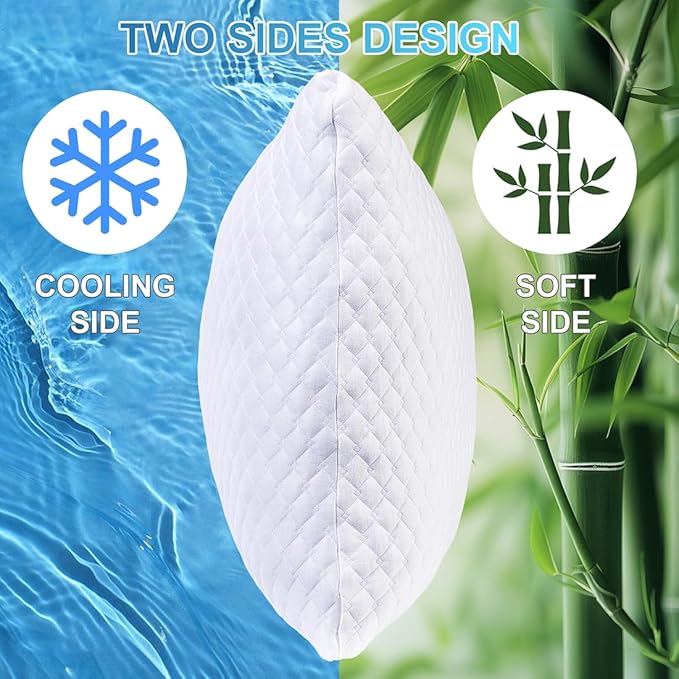 NTCOCO Cooling Bed Pillows for Sleeping Shredded Memory Foam Adjustable Gel for Side Stomach Back Sleepers Washable Removable Cover King Size Pack of 1