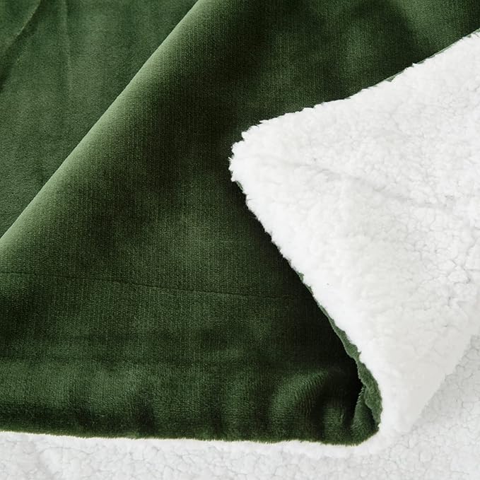 SOCHOW Sherpa Fleece Throw Blanket, Double-Sided Super Soft Luxurious Plush Blanket Throw Size, Olive Green, 50x60 inches
