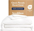 Brooklinen Luxury Percale Duvet Cover – 100% Cotton, Cool, Crisp, Extra-Long Corner Ties, Button Closure, Soft & Breathable – Machine Washable, Duvet Cover Full/Queen Bed Sizes (White)