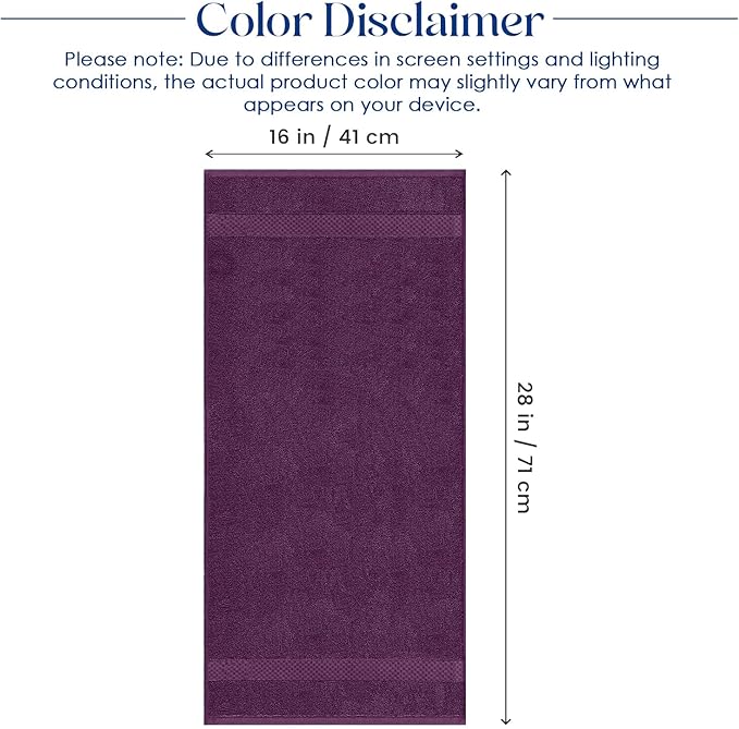 DAN RIVER 6-Pack Premium Hand Towels (16x28 Inches) - 100% Cotton, Ultra Soft, Lightweight, Highly Absorbent Towels for Bathroom, Spa, Gym, Salon, Hotel, and Travel - 550 GSM – Purple Passion