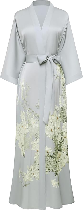 PRODESIGN Kimono Robe for Women - Long Satin Sleepwear Silky Kimono Cover-Up Nightgown Japanese Bathrobe Loungewear Blouse