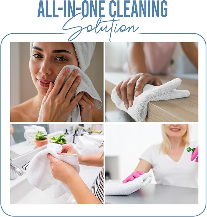 DAN RIVER 100% Cotton Wash Cloths 24 Pack [12x12] Soft & Absorbent wash rag, Gym, Hotels & Spa Perfect for Everyday Use Fingertip Towels, M-Blue