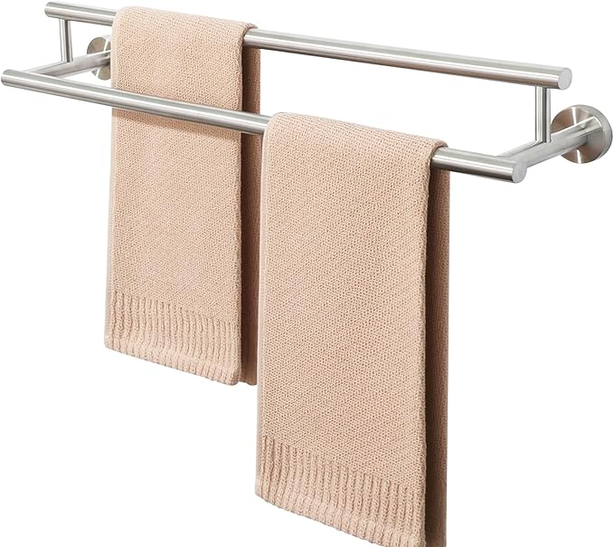 Alise Double Bath Towel Bars,20 Inch Towel Racks for Bathroom Wall Mounted,SUS304 Stainless Steel Towel Holder,Space-Saving Towel Hanger,Modern Decor Towel Rod,Brushed Nickel Towel Rail,GYT6902-500-LS