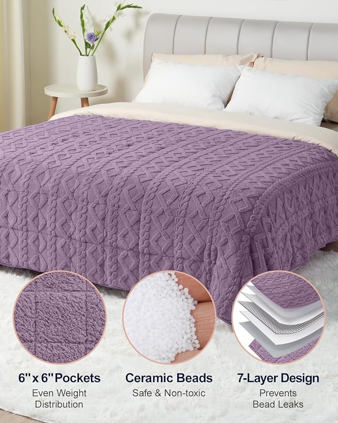 Super Fuzzy Soft Sherpa Fleece Weighted Blanket, 15 lbs Dual Sided Fluffy Heavy Weighted Blankets for Adults - No Bunching with Double Layers of Soft Inner Lining (48"x 72", 15 Pounds)