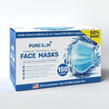 PURE GEM [Pack of 150] Single Use Disposable Blue Face Mask, Soft on Skin, 3-ply Masks Facial Cover with Elastic Earloops Great For Home, Office, School, and Outdoors