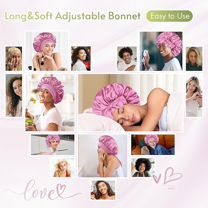 Bonnet Queen Silk Bonnet Satin Bonnet Hair Bonnet Silk Hair Wrap Tie Bonnet for Sleeping Sleep Bonnet Night Cap for Women Curly Hair
