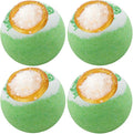 Green Tea Coarse Salt Bath Bombs Balls,4-Pack Gift Set,Moisturizing Dry Skin,Fizzy Spa,Relaxation,Self Care,Relaxing,Bubble Bath Bomb Idea for Men Women