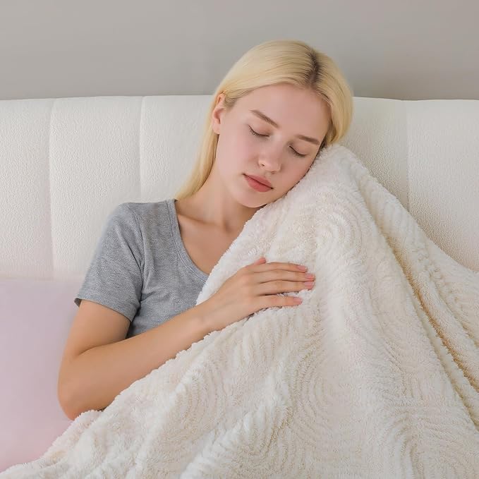 Heated Blanket King Size - 100"x90" Cozy Soft Jacquard Heating Blanket with 4 Heat Levels & 10 Hours Auto-Off, Jacquard Fleece, Overheating Protection, Warm Gifts, Cream