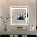24 X 24 Inch Square LED Bathroom Vanity Mirror, 3 Colors Light Dimmable, Wall Mounted Memory Lighted Makeup Mirror with Anti-Fog Touch Switch (Front-lit&Backlit)