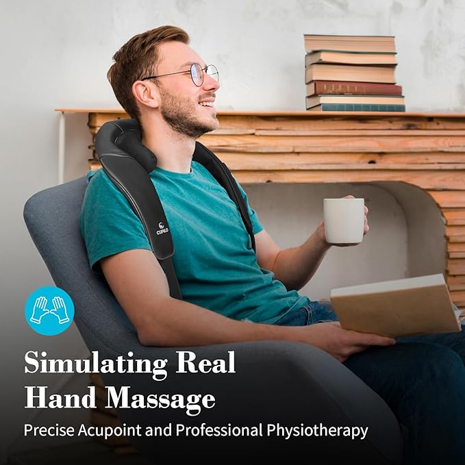 Neck Massager with Heat for Pain Relief - Cordless Shiatsu Massage for Neck Traps Back and Shoulder,Rechargeable Kneading Massage, Gift for Mom/Dad Home Office