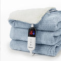 Heated Blanket Electric Blanket Twin Waffle, 62x84 Inches Sherpa Fleece Fast Heating Blanket 6 Heating Levels & 10 Hours Auto Off ETL Certification,Haze Blue Twin