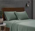 London Fog Garment Washed Solid Sheet Set Green Microfiber 4-Piece Queen Sheet Set, Solid Themed, Deep Pocket, Adult and Teen, Oeko-TEX Certified