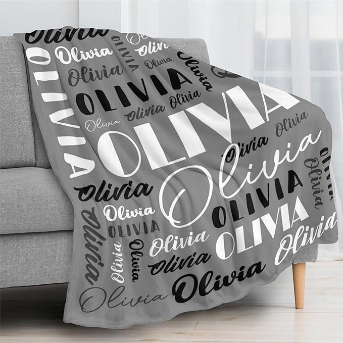 Name Blanket Personalized Blanket for Adult Kids Flannel Customize Throw Blanket Custom (Color 12, 30 x 40 Inches)