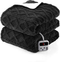 CAROMIO Electric Blanket Twin Size - Thick Tufted Sherpa Heated Blanket Twin with 10 Heating Levels and 10 Time Settings, ETL Certified Machine Washable Fast Heating Blanket Twin 62"×84", Black