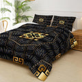 Black and Gold Plaid Comforter Set King，King Quilt Bedding Set Plaid，with 1 Comforter with 2 Pillow Case