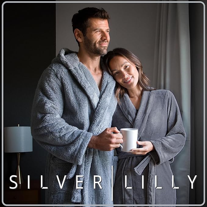 Womens Plush Fleece Bath Robe, Fluffy Long Bathrobe, Great Gift for Mother's Day, Grandma, Daughter, Sister, Wife, Friend