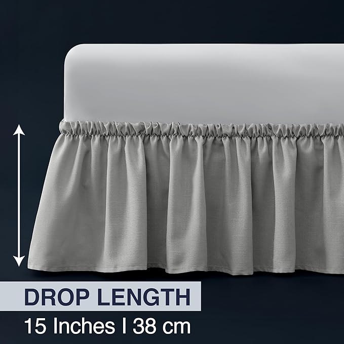 Bed Skirt Queen Bed Skirt Wrap Around Ruffled Box Spring Cover, Easy Install, Washable 15" Drop Elastic Dust Ruffle by Casual Living, 60-inch x 80-inch, Grey