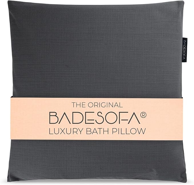 BADESOFA® Luxury Bath Pillow M - Lusciously Soft & Comfortable Tub Pillow for Bathtub - Washable & Quick-Drying Bath Back Pillow - Non-Slip Full Body Tub Pillow - Luxury Spa Cushion in Charcoal