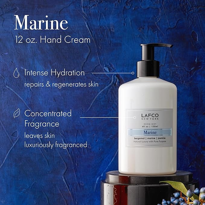 LAFCO New York Hand Cream, Marine - 12 oz - Restores & Repairs Skin - All Skin Types - Hypoallergenic, Synthetic Free & Cruelty Free - Made in Italy