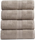 Springtree Home 100% Cotton Bath Towel Set of 4 | Brown Bath Towels | Geometric Textured Design | Absorbent & Quick-Dry | 4 Bath Towels | Oeko-TEX® Standard 100 Cotton | Myla Collection - Cobblestone