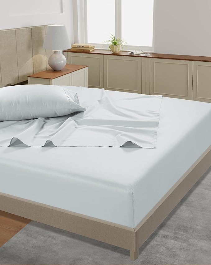 LANE LINEN California King Sheets - 4 Pc Cal King Sheets Set, 450 Thread Count 100% Cotton, Deep Pocket, Cooling, Luxury Hotel Style - Ballad Blue