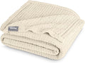 Bare Home Oyster Waffle Blanket, Extra Long 66Wx90L, 100% Cotton, Soft & Breathable Throw for All Seasons, Lightweight Blanket, Perfect for Layering Bed, Sofa & Couch (Twin/Twin XL, Oyster)