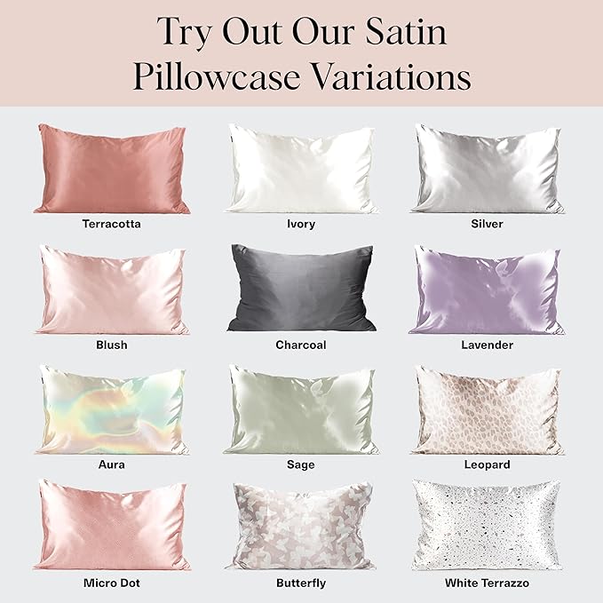 Kitsch Satin Pillowcase, Softer Than Silk Pillow Cases King, Cooling Pillow Covers, Satin Pillowcase with Zipper for Hair, Skin & Quality Sleep, Wrinkle-Free & Smooth, King Size 19"x36", Cherry Print
