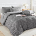 NEXHOME PRO Duvet Cover King Size, Grey 3 Pieces Boho Tufted Duvet Cover Set, Soft and Lightweight Microfiber Comforter Cover Set for All Season (Grey King, 104 x 90)-No Comforter