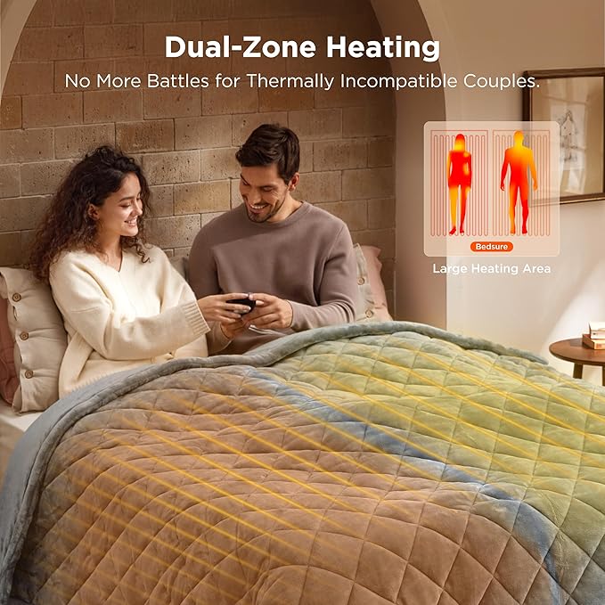 Bedsure Electric Blanket King Size - Dual Control Heated Weighted Blanket King with 10 Heat Settings, Fast Heating with 10 Time Settings (100x90 inches, Formal Gray)