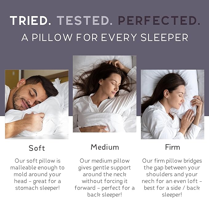 Lincove Signature 100% Natural Canadian White Down Luxury Sleeping Pillow - 800 Fill Power, 500 Thread Count Cotton Shell, Made in Canada, Queen - Medium, 2 Pack