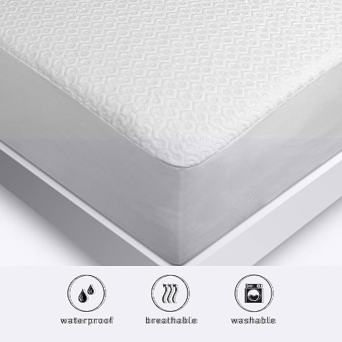 Bedgear Twin Dri-Tec Waterproof Mattress Protector - Adjustable Base Compatible -Washable, and Breathable Pad – Fitted with Stretchable Deep Pockets – Fits 18” Mattress - White