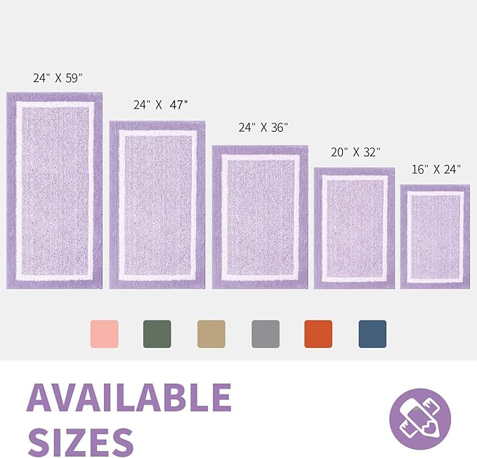 CozeCube Bath mats for Bathroom Non Slip, Fluffy Absorbent Microfiber Bath mat Washable, Aesthetic Bathroom Rugs, Small Purple Bath mat, Lavender, 24" x 16"