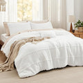 Bedsure White Twin Comforter Set - 3 Pieces Pinch Pleat Bed Set, Down Alternative Bedding Sets for All Season, 1 Comforter, 1 Pillowcase, 1 Decorative Pillow
