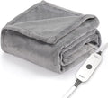 Sunbeam Royal Posh Dove Grey Heated Personal Throw / Blanket, Cozy-Warm, Adjustable Heat Settings