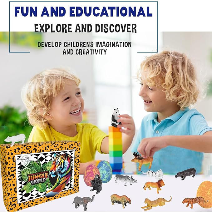 Bath Bombs for Kids with Surprise Inside- 12 pk Kids Bath Bombs with Jungle Toys, Organic, Natural, Skin-Moisturizing Bubble BathBombs. Stocking Stuffers Christmas Gifts for Boys, Girls, Toddlers