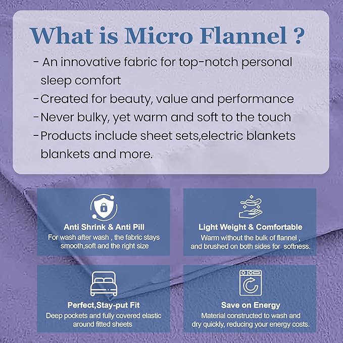 Thermee Micro Flannel Shavel King-Size All Seasons Lightweight Sheet Blanket, Machine Wash & Dry, No Pilling, 90Lx108W, Lilac