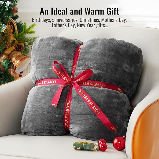 Uttermara Weighted Blanket Twin 15 Pounds, Adult Weighted Blankets with Soft Plush Flannel Fleece & Cozy Warm Sherpa for Couch Bed, Heavy Blanket Great for Calming and Relax, Grey 48x72 Inches