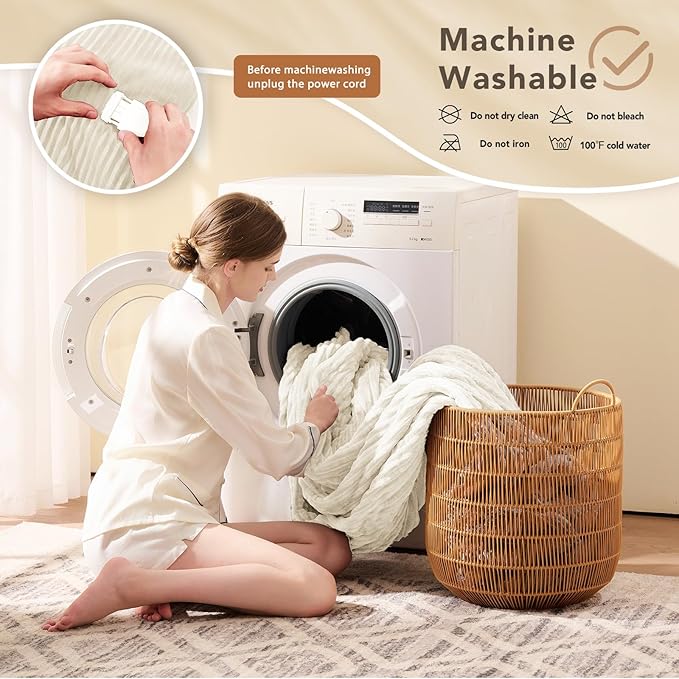 Homemate Electric Heated Blanket Queen Size - 84"x90" Heating Blanket Queen Size Dual Control 1/2/4/6/8 Hours Auto-Off 10 Heat Level Over-Heat Protection Soft Flannel Sherpa ETL Certification