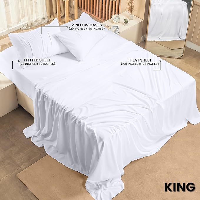 Utopia Bedding King Bed Sheets Set - Pack of 2 Sheet Sets - Perfect for Spa, Hotel, & Guest Bedroom - Brushed Microfiber - Shrinkage and Fade Resistant - Easy Care (White)