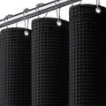 Stall Waffle Shower Curtain - Black Cotton Fabric Texture Heavyweight Shower Curtain for Narrow Bathroom,Washable,48Wx72L