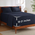 Bedsure Deep Pocket Full Size Bed Sheets Set - Fits Mattresses Up to 21 Inches Thick - 4 Piece GentleSoft Bed Sheets, Moisture Wicking, Soft & Cooling Bedsheet & Pillowcases, Easy & Secure Fit, Navy