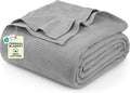 Utopia Bedding Cool Grey 100% Cotton Blanket [King Size - 90x108 Inch] 350GSM Lightweight, Soft and Breathable Thermal Blanket for All Seasons