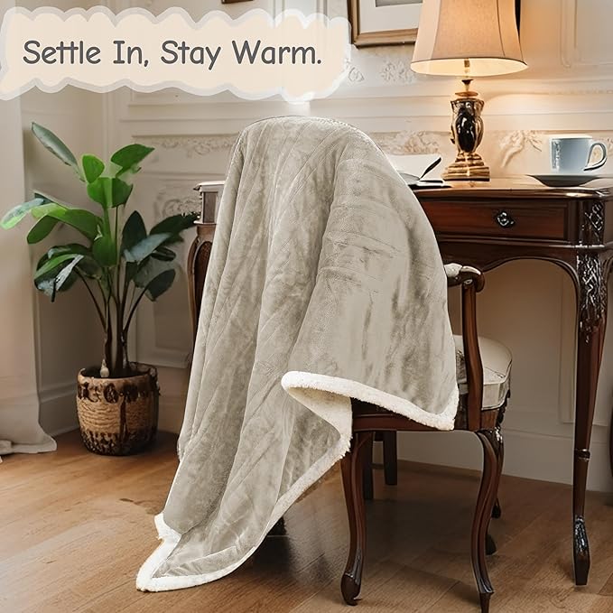 Electric Heated Blanket Throw Size 50"x60", Soft Flannel with Overheat Protection, 6 Adjustable Heat Settings & 3-Hour Auto-Off Timer, Fast Heating for Winter Comfort, Camel