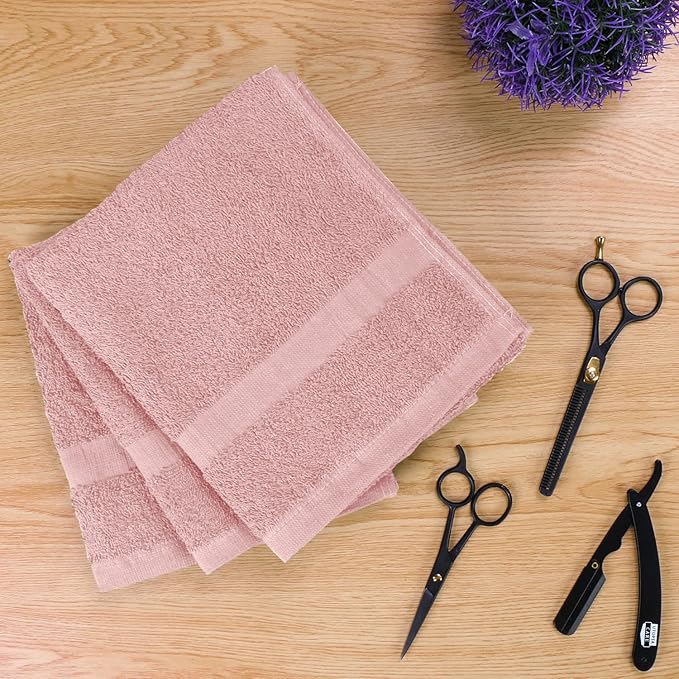 Utopia Towels, Salon Towel, Pack of 24, Not Bleach Proof, 16 by 27 Inches, Highly Absorbent Cotton Towels for Hand, Gym, Beauty, Spa, and Home Hair Care, Dusty Pink