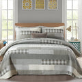 Y-PLWOMEN Quilts Queen Size - 100% Cotton Grey Queen Quilt Farmhouse Plaid Quilted Bedspread, 3 Pieces Lightweight Reversible Queen Size Quilt Bedding Set for All Season