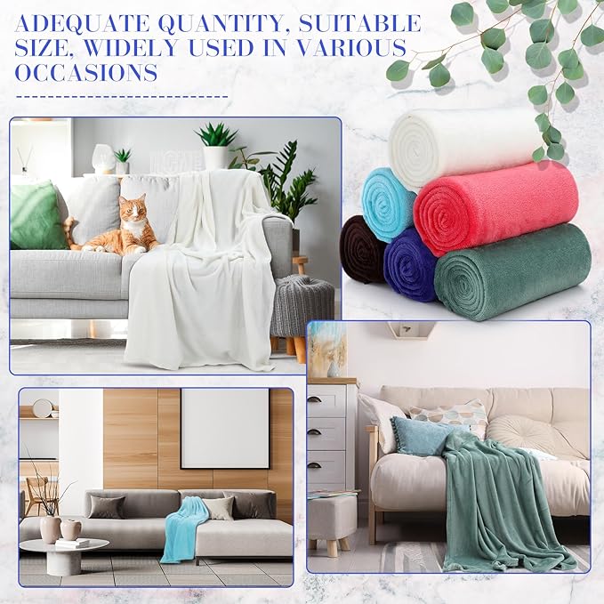 18 Pieces Fleece Blankets Bulk for Wedding 50 x 60 Inch Soft Lightweight Flannel Throw Blankets Bulk for Wedding Guests Home Outdoor Couch Sofa Bed Gifts(Bright Color)