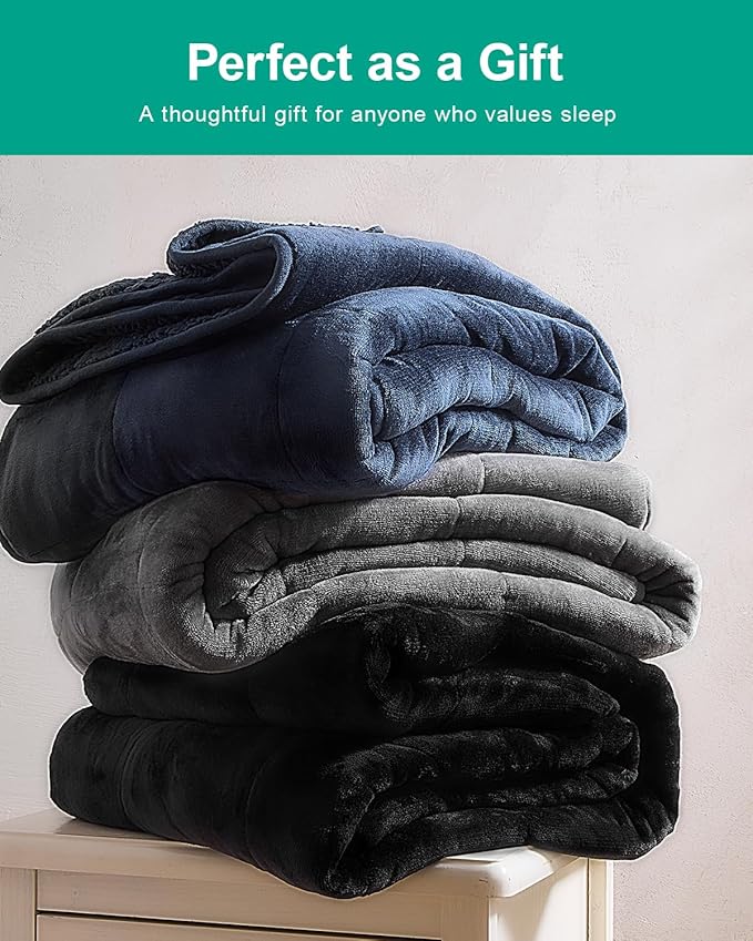 Super Fuzzy Soft Sherpa Fleece Weighted Blanket, 15 lbs Dual Sided Fluffy Heavy Weighted Blankets for Adults - No Bunching with Double Layers of Soft Inner Lining (48"x 72", 15 Pounds)