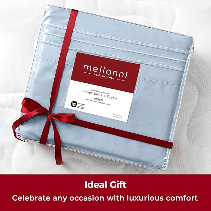 Mellanni Twin Sheets Set - 3 PC Iconic Collection Bedding - Hotel Luxury, Extra Soft, Cooling Bed Sheets - Wrinkle, Fade, Stain Resistant (Twin, Blue Hydrangea)